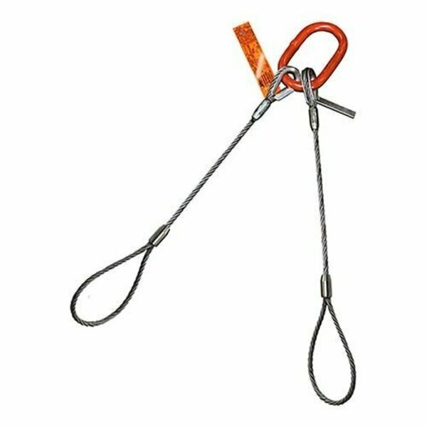 Two Leg Wire Rope Bridle Slng, 3/4 in dia, 5ft L, Flemish Loop, 9.7 ton Capacity, Hsi, Mfr#: 200FL3/4XD-05